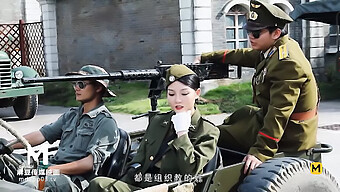 Big-Boobed Chinese Babe Gets Wild In War-Themed Porn