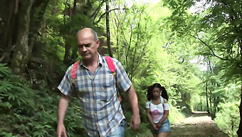 Stepfather Teaches Daughter About Sex In The Woods!