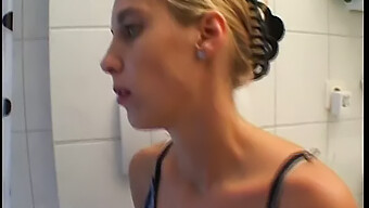 German Teen With Tight Pussy Pleasures Herself In Bathroom