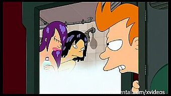 Futurama hentai parodi med brusebad trekant med Amy og andre karakterer